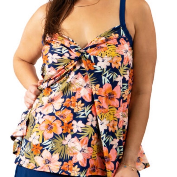 NWT Heat Womens Swimwear Tiki Beach Tankini High Waisted Two Piece Swimsuit 22W - Picture 1 of 13
